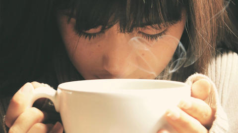 drinking coffee